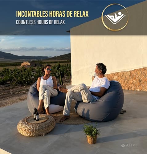 Aiire Modern Outdoor Bean Bag – Giant Pear Bean Bag XXL without Filling Included for Terrace or Garden – Bean Bag Chair Living Room or Youth Room Decoration – Gamer Blue