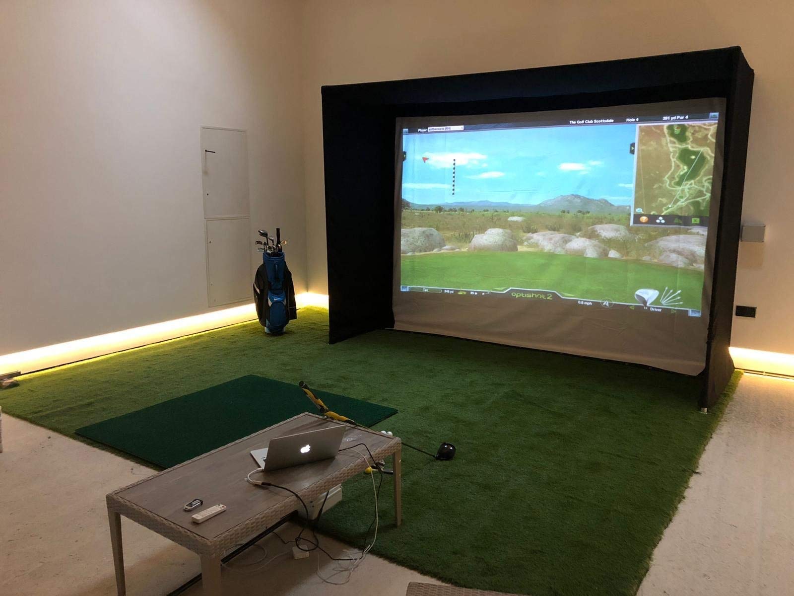 GolfBaysUK Optishot 2 Golf Simulator Bundle – You Get Deep Golf Enclosure, 1.5M X 1.5M Golf Mat, Optishot2 Golf Simulator - For Home - Train from Home Package