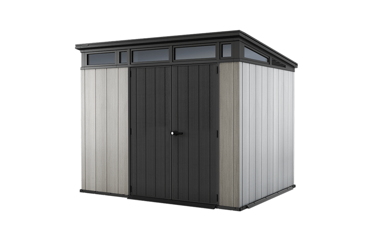 Keter Artisan 9x7 Foot Large Outdoor Shed with Floor with Modern Design for Patio Furniture