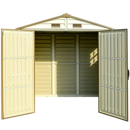 DuraMax 8ft x 6ft Storeall Vinyl Shed with Foundation Kit and window