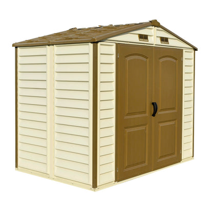 DuraMax 8ft x 6ft Storeall Vinyl Shed with Foundation Kit and window