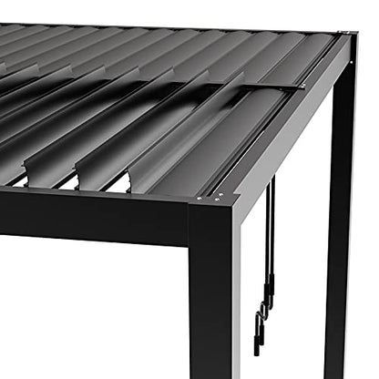 Primrose Deluxe Modern Patio Veranda Pergola Carport Black Charcoal with Louvered Shutter Roof 3m x 4m