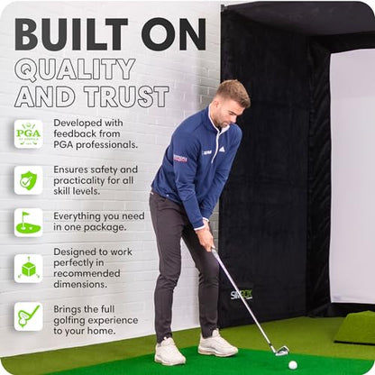 GolfBays SIMBOX Golf Simulator Enclosure – Premium Golf at Home Practice, Easy Setup, Various Sizes, Fabric with Durable Frame & Impact Screen