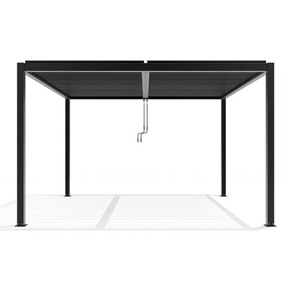 Primrose Deluxe Modern Patio Veranda Pergola Carport Black Charcoal with Louvered Shutter Roof 3m x 4m
