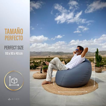 Aiire Modern Outdoor Bean Bag – Giant Pear Bean Bag XXL without Filling Included for Terrace or Garden – Bean Bag Chair Living Room or Youth Room Decoration – Gamer Blue