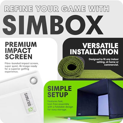 GolfBays SIMBOX Golf Simulator Enclosure – Premium Golf at Home Practice, Easy Setup, Various Sizes, Fabric with Durable Frame & Impact Screen