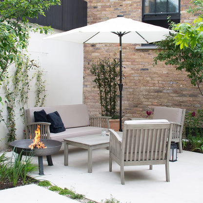 Gardenesque Patio Garden Furniture Set - Light Grey Wooden Garden Set - Repton Lounge - Outdoor Table & Chairs - Durable and Comfortable Design - With Cushions - Flat Pack Design - 4 Seater