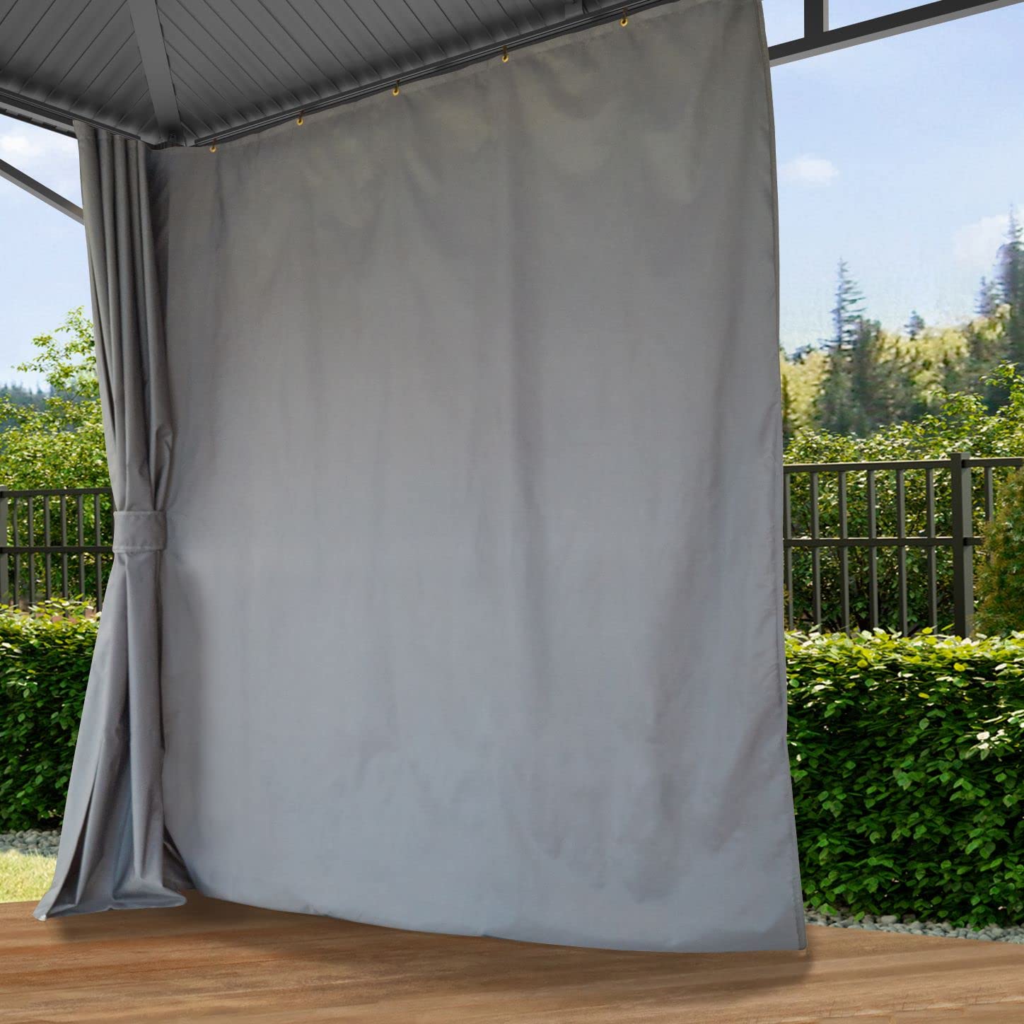 TOOLPORT Garden gazebo 3x4 m hardtop steel roof, 4 side panels in grey, poles 9x9cm