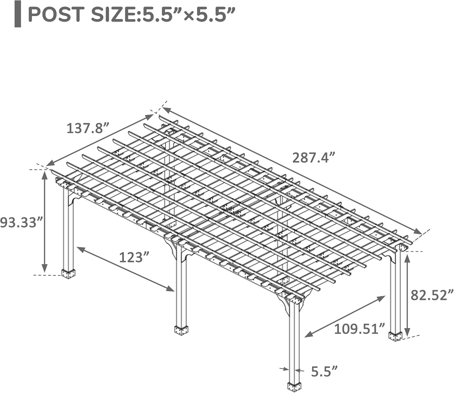 MUPATER 12x24 FT Cedar Wood Pergola, All Cedar Pergola Kit with Stakes, Heavy Duty Outdoor Shade Structure, Snow & Wind Resistant for Backyard, Deck, Patio, Lawn