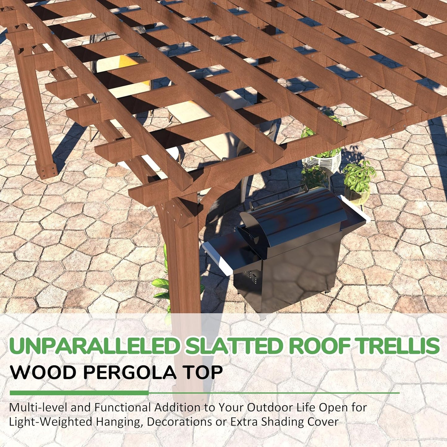 MUPATER 12x24 FT Cedar Wood Pergola, All Cedar Pergola Kit with Stakes, Heavy Duty Outdoor Shade Structure, Snow & Wind Resistant for Backyard, Deck, Patio, Lawn