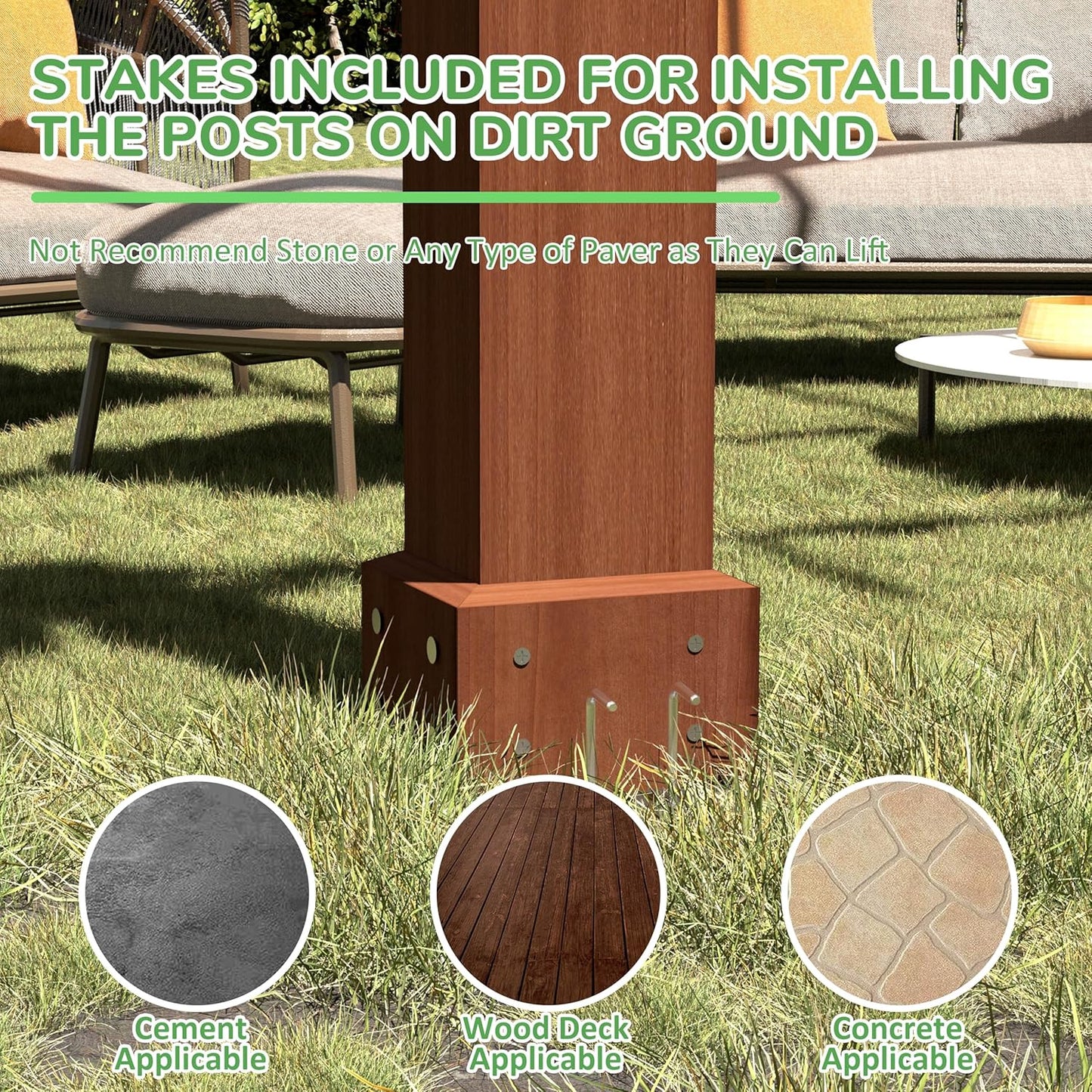 MUPATER 12x24 FT Cedar Wood Pergola, All Cedar Pergola Kit with Stakes, Heavy Duty Outdoor Shade Structure, Snow & Wind Resistant for Backyard, Deck, Patio, Lawn