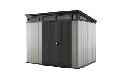 Keter Artisan 9x7 Foot Large Outdoor Shed with Floor with Modern Design for Patio Furniture