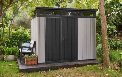 Keter Artisan 9x7 Foot Large Outdoor Shed with Floor with Modern Design for Patio Furniture