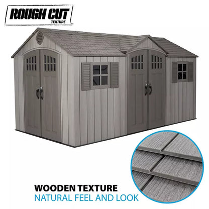 Lifetime 15' x 8' Rough Cut Dual-Entry Outdoor Storage Shed